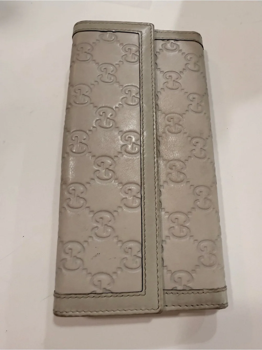 Authentic Gucci Guccissima Leather Continental Wallet Cream Beige Made in Italy
